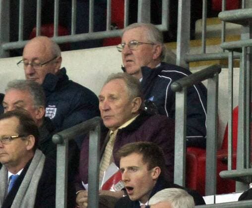 England v Poland - World Cup Qualifier . . Wembley, London, UK . . 15.10.2013 Former England manager Howard Wilkinson (purple jacket) watches from the stands.