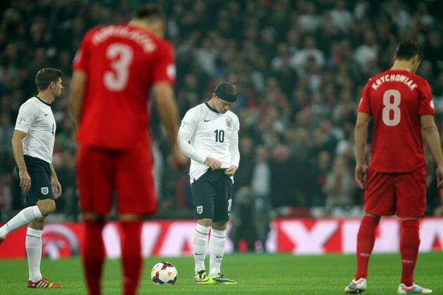England v Poland - World Cup Qualifier . . Wembley, London, UK . . 15.10.2013 Wayne Rooney (E) in contemplative mood.