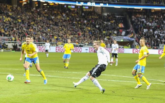 Andre SCHÜRRLE, SCHÜRRLE, Nr.9 DFB 2-3 SCHWEDEN - DEUTSCHLAND (3:5) Deutsche Fussball Nationalmannschaft DFB, WM Qualifikation am 15.10.2013 in Stockholm, SWE WM-Quali, Quali,