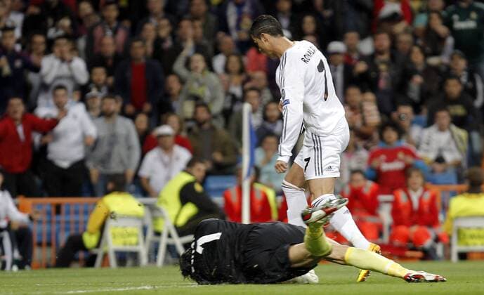 Soccer match between Real Madrid and Juventus Turin of the Champions League, held at the Santiago Bernabeu stadium, in Madrid 10 23 2013. Cristiano Ronaldo score 