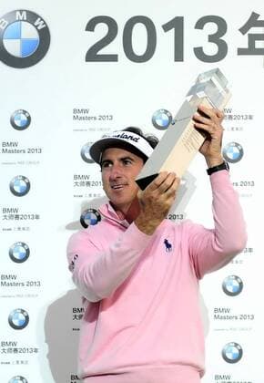 Oct. 27, 2013 - Oct 27, 2013; Shanghai, CHINA; Gonzalo Fernandez-Castano of Spain poses with the trophy after wining the BMW Masters at Lake Malaren Golf Club. BMW Masters Golf Tournament  - ZUMAs11