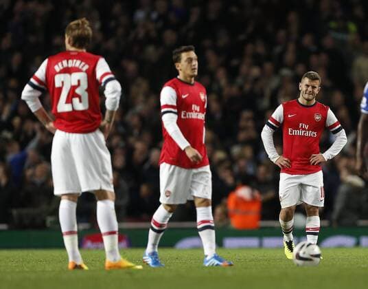 Arsenal s Jack Wilshere looks on dejected after going 2-0 down Arsenal v Chelsea - Capital One Cup Fourth Round - The Emirates - London - England -29 10 2013 - Pic David Klein Sportimage EDITORIAL USE ONLY. No use with unauthorised audio, video, data, fixture lists, club league logos or live services. Online in-match use limited to 120 images, no video emulation. No use in betting, games or single club league player publications.