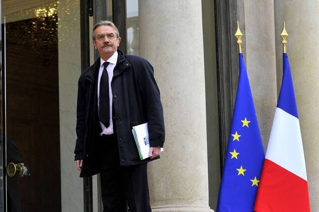 Funktionäre des Französischen Fußballverbandes (Federation francaise de football (FFF)) zu Gast im Elysee-Palast in Paris - Frederic Thiriez (Ligue de football professionnel LFP), GerardRoussel PANORAMIC 