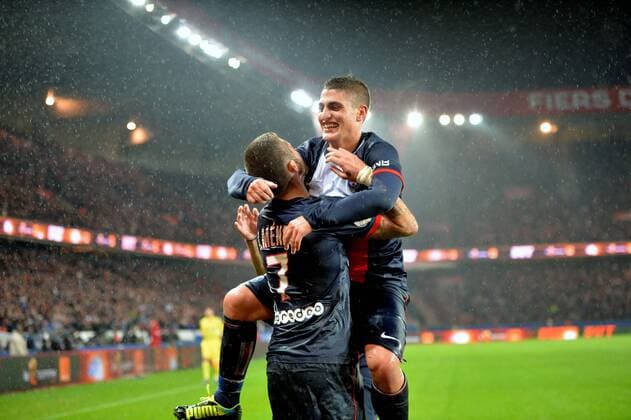 Marco Verratti (psg) - Jeremy Menez (psg) Paris St Germain PSG vs FC Lorient - Ligue 1 - 01 11 2013 AnthonyBIBARD FEP Panoramic 