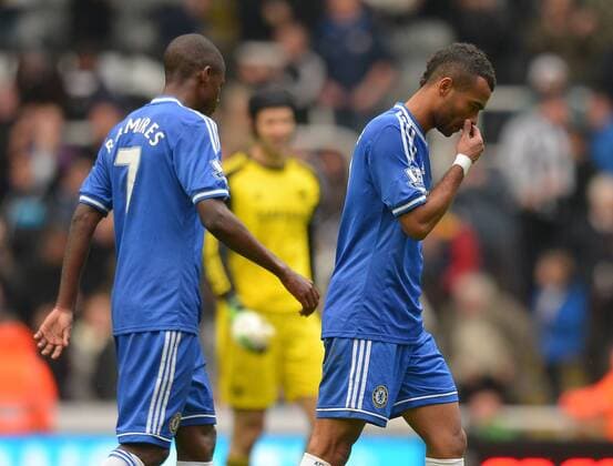 Ashley Cole of Chelsea and Ramires of Chelsea walk off dejected - Barclays Premier League - Newcastle Utd vs Chelsea - St James Park Stadium - Newcastle - England - 02 11 13 - Picture Simon Bellis Sportimage EDITORIAL USE ONLY. No use with unauthorised audio, video, data, fixture lists, club league logos or live services. Online in-match use limited to 120 images, no video emulation. No use in betting, games or single club league player publications.