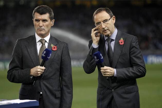 Ireland s new coachs Roy Keane (l) and Martin O Neill during Champions League 2013 2014 match.November 5,2013.  (20131105777)