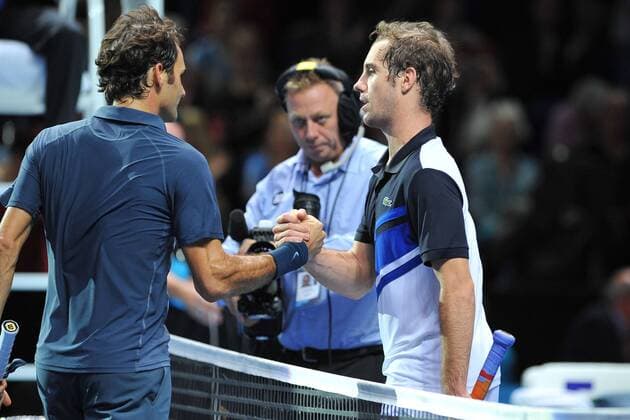 Roger Federer (Sui) vs Richard Gasquet (Fra) TENNIS : Masters - Londres - ATP Tennis Herren - 07 11 2013 TennisMagazine Panoramic 
