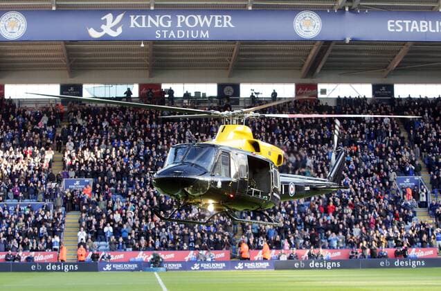RAF (royal air force) helicopter delivers the match ball to The King Power Stadium ahead of Leicester s remembrance day game against Nottingham Forest Sky Bet Championship - Leicester City v Nottingham Forest - Leicester - England - 9th November 2013 - Pic Neil Plumb Sportimage EDITORIAL USE ONLY. No use with unauthorised audio, video, data, fixture lists, club league logos or live services. Online in-match use limited to 120 images, no video emulation. No use in betting, games or single club league player publications.