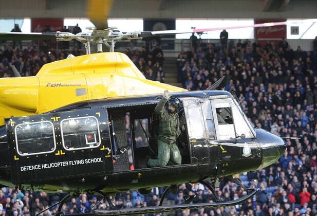 RAF (royal air force) helicopter delivers the match ball to The King Power Stadium ahead of Leicester s remembrance day game against Nottingham Forest Sky Bet Championship - Leicester City v Nottingham Forest - Leicester - England - 9th November 2013 - Pic Neil Plumb Sportimage EDITORIAL USE ONLY. No use with unauthorised audio, video, data, fixture lists, club league logos or live services. Online in-match use limited to 120 images, no video emulation. No use in betting, games or single club league player publications.