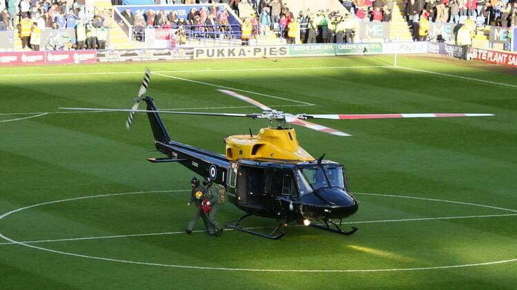 Leicester City v Nottingham Forest . . Leicester, UK . . 10.11.2013 The matchball was delivered to the King Power Stadium by on RAF (royal air force) helicopter, on the Saturday before Remembrance Sunday. 