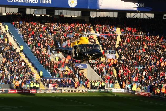 Leicester City v Nottingham Forest . . Leicester, UK . . 10.11.2013 The marchball was delivered to the King Power Stadium by on RAF (royal air force) helicopter, on the Saturday before Remembrance Sunday.
