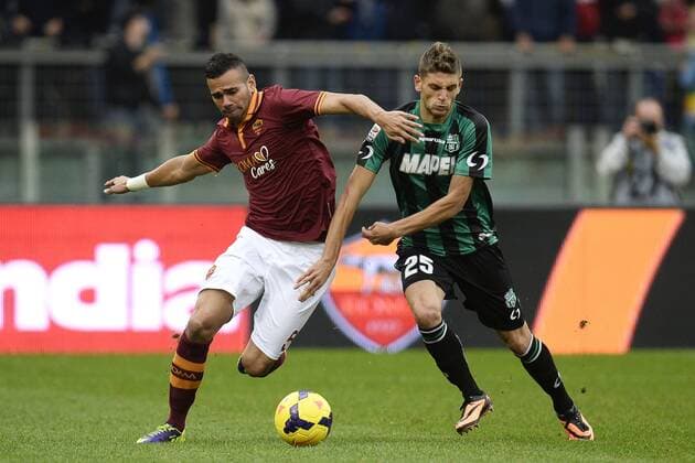 Leandro Castan Roma, Domenico Berardi Sassuolo - Roma 10-11-2013 Stadio Olimpico - Football Calcio Serie A 2013 2014 - AS Roma - Sassuolo Calcio - andreaxstaccioli