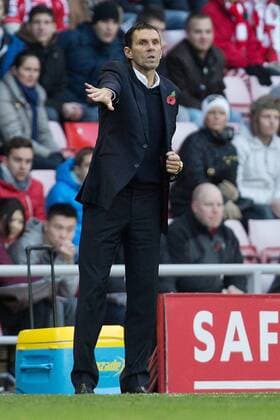 Manager of Sunderland, Gus Poyet - AFC Sunderland vs. Manchester City - Barclay s Premier League - Stadium of Light - Sunderland - 10 11 2013 EDITORIAL USE ONLY. No use with unauthorised audio, video, data, fixture lists, club league logos or live services. Online in-match use limited to 120 images, no video emulation. No use in betting, games or single club league player publications.