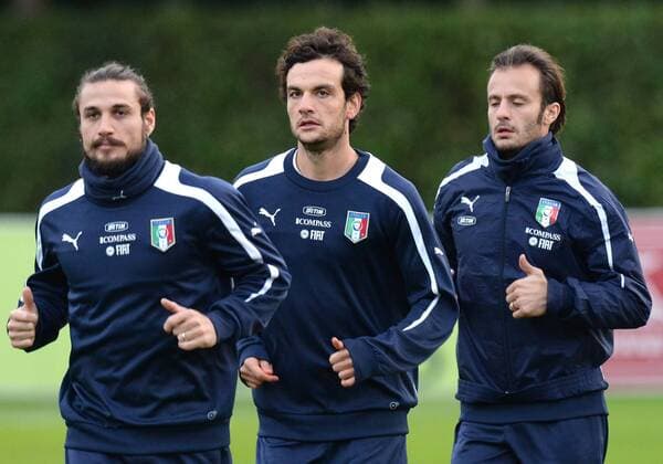 IPP20131112 Football - soccer: International match, Italy (ITA) Training Session, pablo daniel osvaldo, marco parolo e alberto gilardino (Hinweis: Verwendung nur in Deutschland - only Germany) xHOCHxZWEIx xItalyxPhotoxPressx 