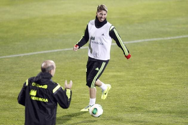 Spanish soccer team trains before they trip to South Africa in Madrid, Spain. In the pic: Sergio Ramos. November 14, 2013.  (20147896)