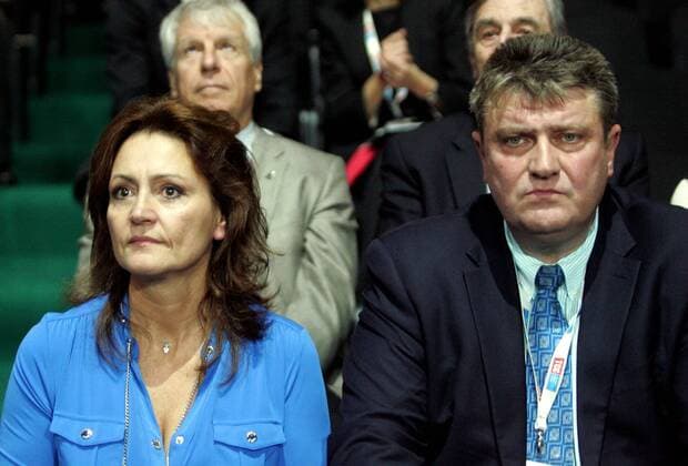 TENNIS - ITF, Davis Cup Finale, SRB vs CZE BELGRAD,SERBIEN,15.NOV.13 - TENNIS - ITF, Davis Cup Finale, Serbien vs Tschechien. Bild zeigt Praesident Ivo Kaderka (Tennis Verband Tschechien) mit seiner Frau. 