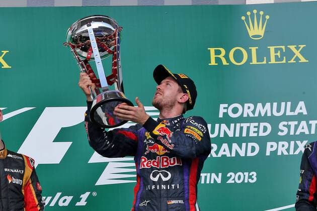Nov. 17, 2013 - Austin, Texas, U.S - SEBASTIAN VETTEL (1) driver of the Red Bull Racing Renault celebrates after winning the Formula 1 United States Grand Prix race at the Circuit of the Americas race track in Austin,Texas. F1 2013 - United States Grand Prix .. - ZUMAw30