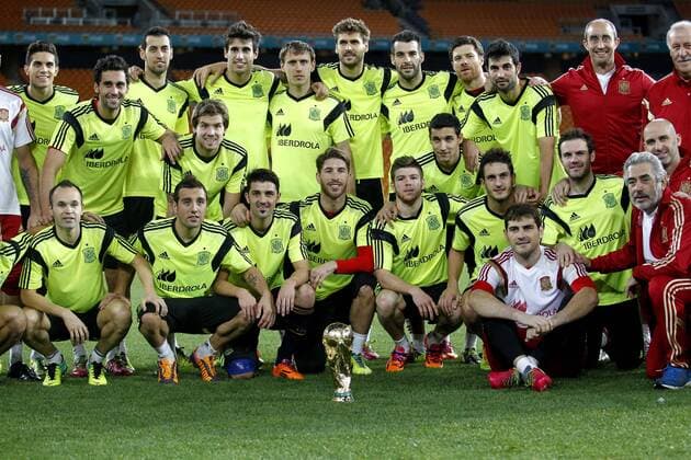 Spain s national team training session in South Africa. In this picture, the squad with the 2010 World Cup. xPABLOGARCIAx 