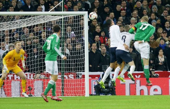 London , Fußball Länderspiel England vs. Deutschland Tor zum 0: 1 , von links: Joe hart ( GBR ) Tom Cleverley ( GBR ) Torschütze Per Mertesacker ( GER )