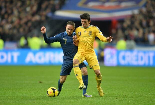 Franck Ribery (fra) - Edmar (ukr) FOOTBALL : France vs Ukraine - barrage retour pour la coupe du monde 2014 - 19 11 2013 AnthonyBIBARD FEP Panoramic 