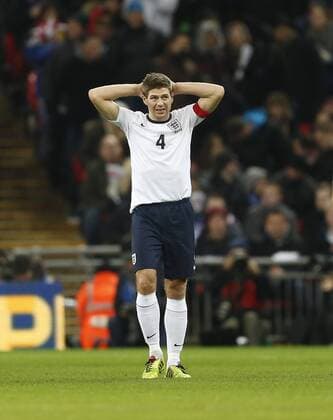 England s Steven Gerrard looks on dejected England v Germany - International Friendly - Wembley England -19 11 2013 - Pic David Klein Sportimage EDITORIAL USE ONLY. No use with unauthorised audio, video, data, fixture lists, club league logos or live services. Online in-match use limited to 120 images, no video emulation. No use in betting, games or single club league player publications.