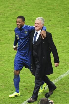 Didier Deschamps (fra) selectionneur et Patrice Evra FOOTBALL : France vs Ukraine - Barrages - 19 11 2013 JBAutissier Panoramic 