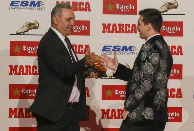 BARCELONA - Hristo Stoichkov , Lionel Messi - Verleihung Goldener Schuh - (foto: AlinexDelfim Urbanandsport Cordon Press) 
