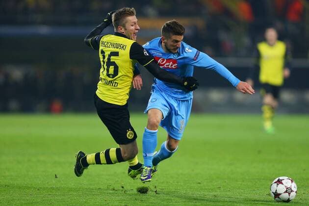 Football: Germany, Champions League, 2013 2015, Jakub - KUBA - Blaszczykowski (Borussia Dortmund, BVB) vs Dries Mertens (SSC Napoli)