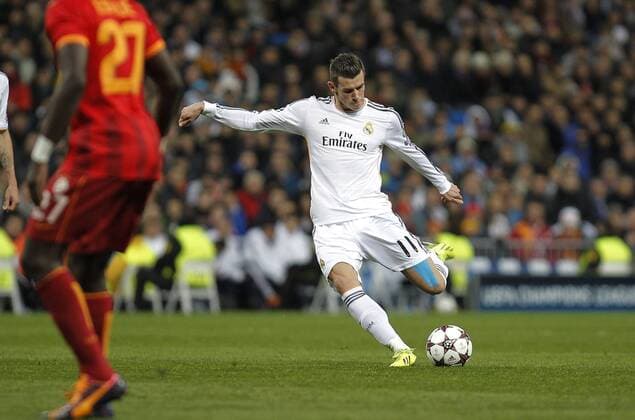 Soccer match between Real Madrid and Galatasaray Istanbul of the Champions League, held at the Santiago Bernabeu stadium, in Madrid 11 27 2013. Gareth Bale score 