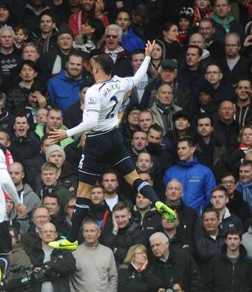 Football - 2013 2014 Premier League - Tottenham Hotspur vs. Manchester United (ManU) Tottenham s Kyle Walker - celebrates scoring from a free kick at White Hart Lane. 