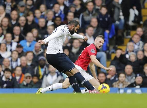 Tottenham s Sandro scoring his sides second goal Tottenham Hotspur v Manchester United - Premier League - White Hart Lane - London - 01 12 2013 - Pic David Klein Sportimage EDITORIAL USE ONLY. No use with unauthorised audio, video, data, fixture lists, club league logos or live services. Online in-match use limited to 120 images, no video emulation. No use in betting, games or single club league player publications.