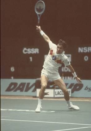 Ivan Lendl (CZE) plays the ball during Davis Cup match Czechoslovakia vs. West Germany, Prague, Czechoslovakia, March 5 ., 1982. (CTKxPhoto PavelxKhol) CTKPhotoFO01175121 