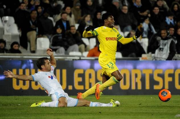 Cheyrou (OM) - Gakpe (FCN) FOOTBALL : Marseille vs Nantes - Ligue 1 - 06 12 2013 FranckPennant Panoramic 