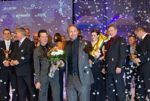 Berlin 07.12.2013 Berliner Sportler des Jahres 2013 Champions 2013 Robert Harting (Leichtathletik, Diskus) vo. re. Patrick Hausding (Wasserspringen) vo.li. Berliner Sportler des Jahres 2013