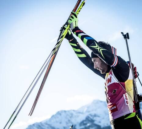 08.12.2013, Biathlonarena, Hochfilzen, AUT, E. ON IBU Weltcup, Sprint, Herren, im Bild Sieger Martin Fourcade (FRA) Winner Martin Fourcade (FRA) during Mens Pursuit of E. ON IBU Biathlon World Cup at the Biathlonstadium in Hochfilzen, Austria on 2013 12 08. Foto: Eibner EP_fei