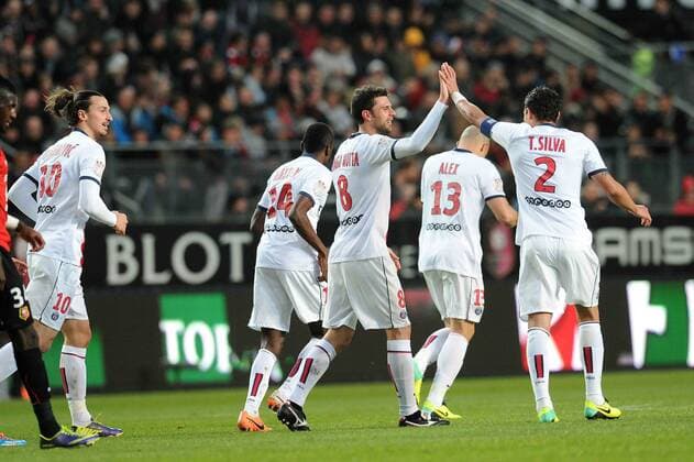 Thiago Motta - Thiago Silva (PSG) FOOTBALL : Stade Rennes vs Paris Saint Germain - Ligue 1 - 14 12 2013 NLeGouic FEP Panoramic 