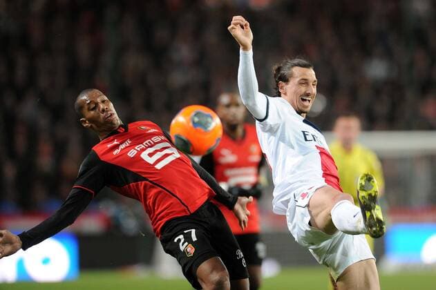 Zlatan Ibrahimovic (PSG) Emerson (Rennes) FOOTBALL : Stade Rennes vs Paris Saint Germain - Ligue 1 - 14 12 2013 NLeGouic FEP Panoramic 