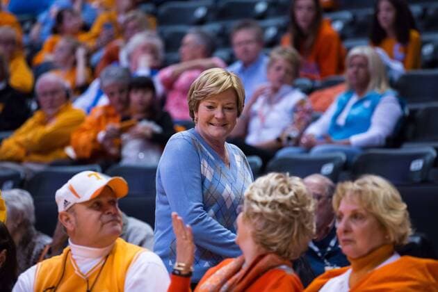 Dec. 14, 2013 - Knoxville, TN, USA - December 14, 2013: Pat Summitt former head coach of the Tennessee Lady Volunteers during the NCAA College League USA basketball game between the University of Tennessee Lady Vols and the Troy University Trojans at Thompson-Boling Arena in Knoxville, TN NCAA College League USA Womens Basketball 2013: Troy vs. Tennessee DEC 14 - ZUMAc04