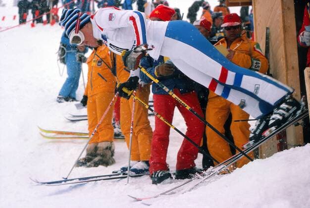 Alpine Skiing - 1976 Innsbruck Winter Olympics - Women s Slalom Great Britain s Valentina Iliffe begins her run at Axamer Lizum, Axams, Austria. She finished in 15th place. 