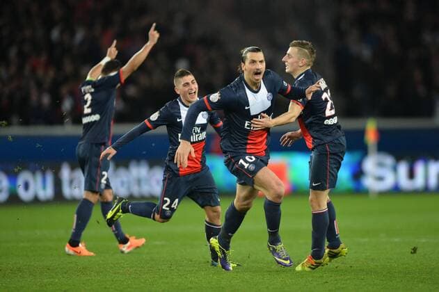 Zlatan IBRAHIMOVIC - Marco VERRATTI - Lucas DIGNE - EQUIPE DE FOOTBALL DU PSG - ATTITUDE - JOIE FOOTBALL : Paris SG vs Lille - Ligue 1 - 22 22 2013 AnthonyBIBARD FEP Panoramic 