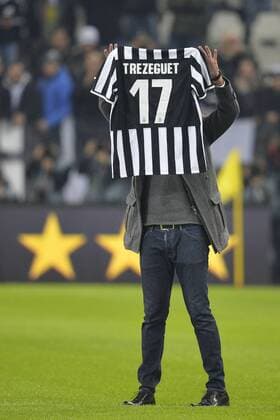 Former Juventus player David Trezeguet waves to the fans.Torino 05-01-2014 Juventus Stadium - Football Calcio Serie A 2013 2014 Juventus Turin vs AS Rom andreaxstaccioli