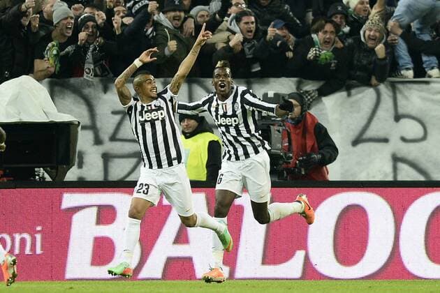 Db Torino 05 01 2014 - campionato di calcio serie A Juventus Turin vs AS Rom: Torjubel Arturo Vidal 