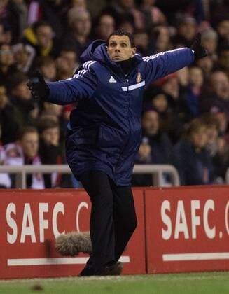 Manager of Sunderland, Gus Poyet - AFC Sunderland vs. Manchester United (ManU) - Capital One Cup Semi Final First Leg - Stadium of Light - Sunderland - 07 01 2014 EDITORIAL USE ONLY. No use with unauthorised audio, video, data, fixture lists, club league logos or live services. Online in-match use limited to 120 images, no video emulation. No use in betting, games or single club league player publications.