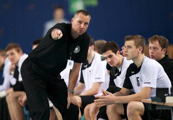 Handball Berlin 10.01.2014 U18 EM Qualifikation Junioren Deutschland (GER) - Finnland (FIN) Bundestrainer Christian Schwarzer
