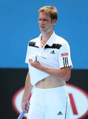 Australian Open 2014, Melbourne Park,ITF Grand Slam Tennis Tournament . Florian Mayer (GER), Einzelbild,Aktion, Halbkoerper,Querformat,
