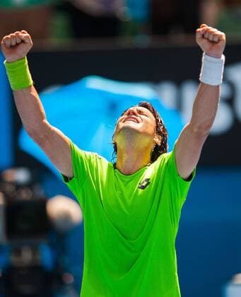 Jan. 17, 2014 - Melbourne, Victoria, Australia - David Ferrer (ESP) in Day Five of the Australian Open. Melbourne s Rod Laver Arena. Tennis 2014 - Australian Open - Day 5 - ZUMAkh1