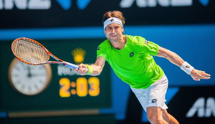 Jan. 17, 2014 - Melbourne, Victoria, Australia - David Ferrer (ESP) in Day Five of the Australian Open. Melbourne s Rod Laver Arena. Tennis 2014 - Australian Open - Day 5 - ZUMAkh1