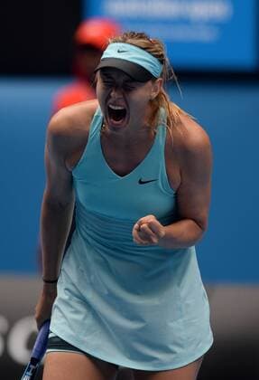 Maria Sharapova of Russia celebrates for score during the women s singles 3rd round match at 2014 Australian Open tennis tournament in Melbourne, Australia, Jan. Jan. 18, 2014. (Xinhua Li Jundong) (SP)AUSTRALIA-MELBOURNE-TENNIS-AUSTRALIAN OPEN 
