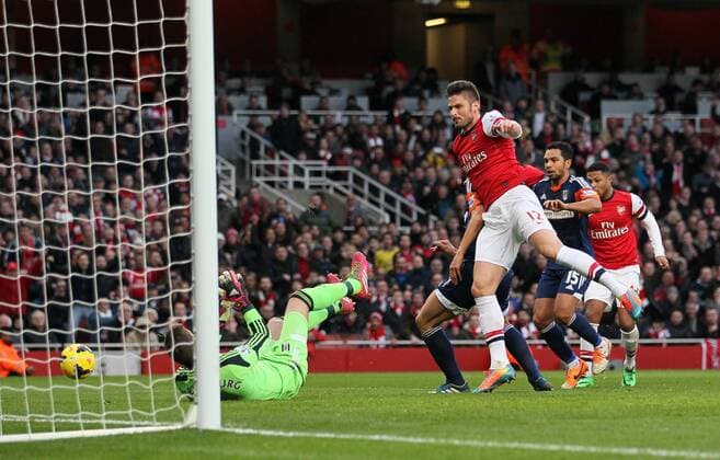Arsenal s Olivier Giroud sees his shot saved by Fulham s Maarten Stekelenburg Arsenal FC London Vs Fulham FC - Premier League - Emirates Stadium- London - England - 18 01 2014 - Pic DavidKlein Sportimage EDITORIAL USE ONLY. No use with unauthorised audio, video, data, fixture lists, club league logos or live services. Online in-match use limited to 120 images, no video emulation. No use in betting, games or single club league player publications.