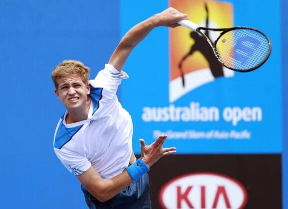 Australian Open 2014, Melbourne Park,ITF Grand Slam Tennis Tournament, Junioren Wettbewerb, Johannes Härteis (GER),Aktion,Einzelbild, Halbkörper,Querformat,